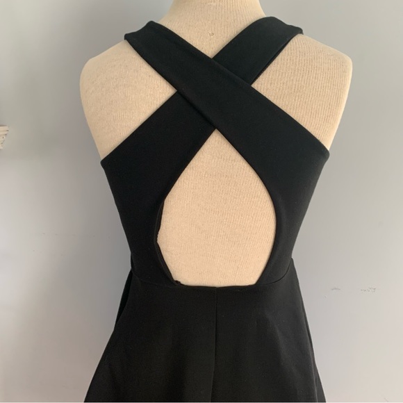 Francesca’s black tank dress LBD cross-back, fit n flare skater skirt & pockets! - Picture 5 of 7
